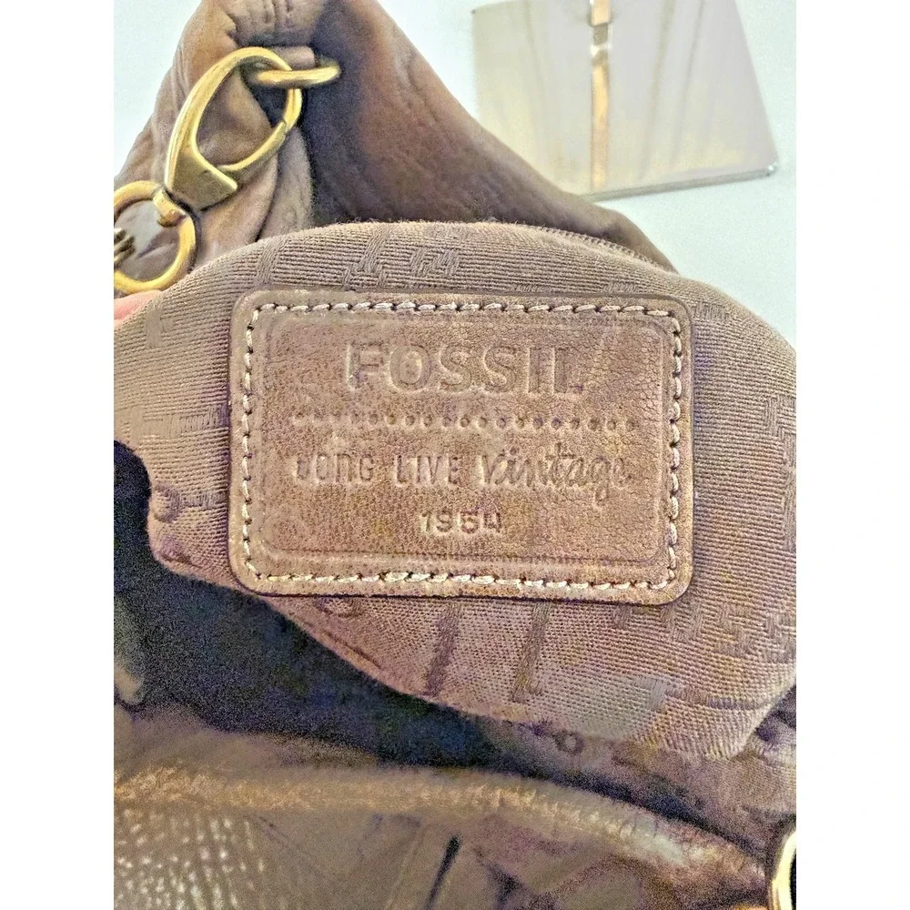 Fossil Shoulder Bag Womens Medium Brown Leather Long Live Vintage Hobo Tassel